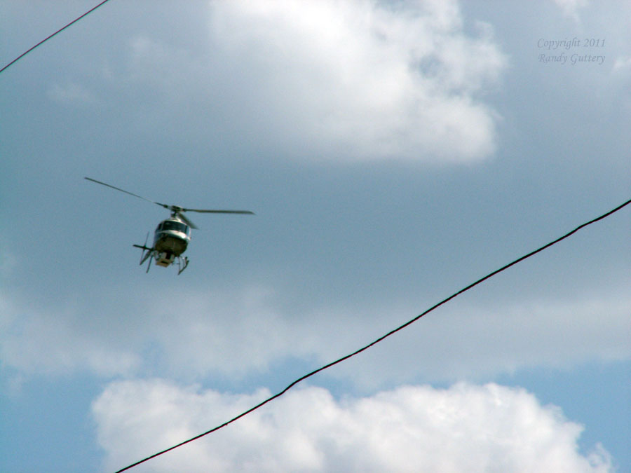 Inspection helicopter over Meridian, MS