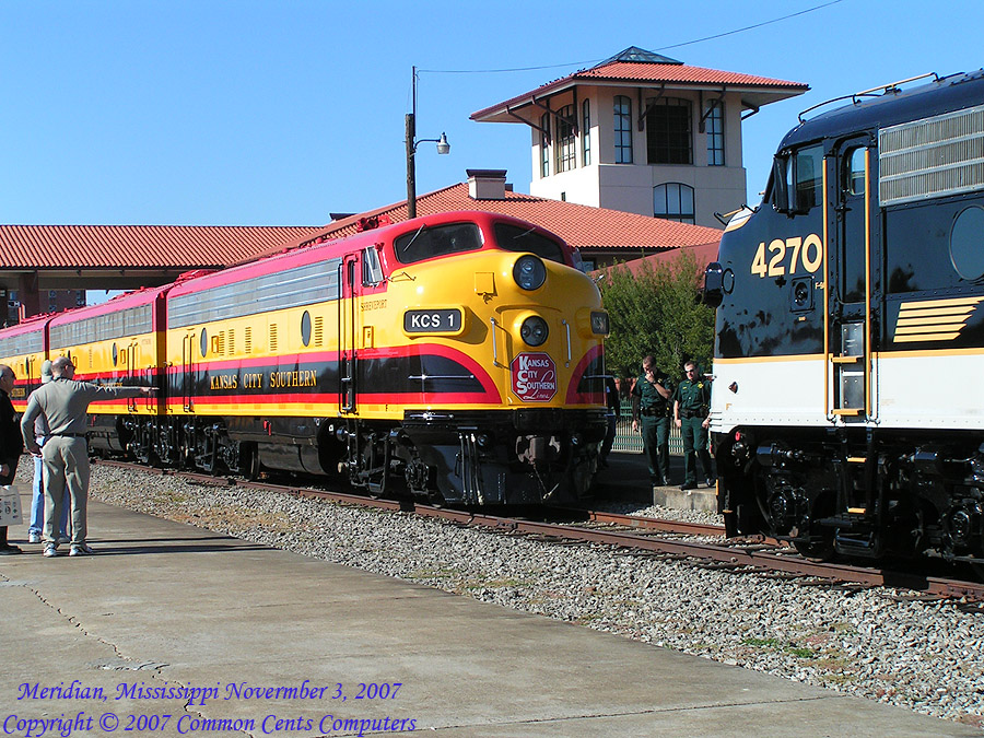Kansas City Southern F Units KCS 1 and KCS2 and Norfolk Southern 4270 and 4271 Meridian, MS 11/2007