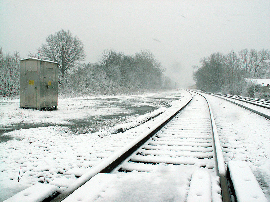 Rare snow on railroads Meridian, MS