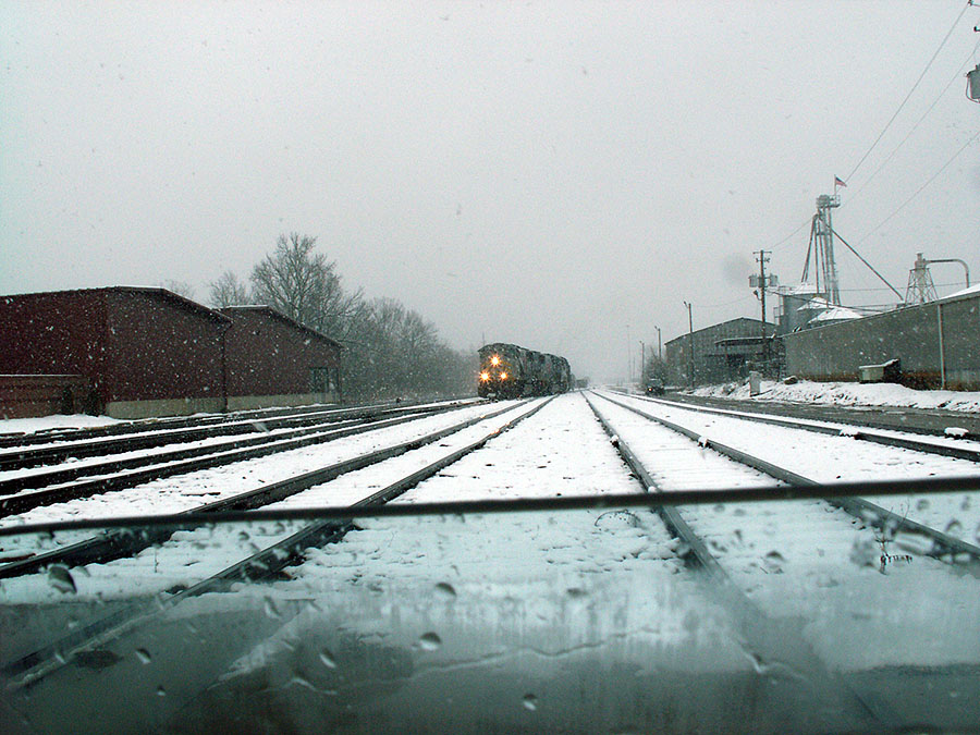 Rare snow on railroads Meridian, MS