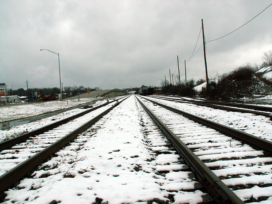 Rare snow on railroads Meridian, MS