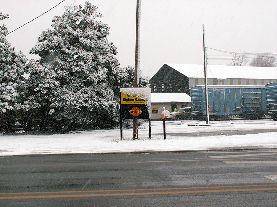 Snow on Meridian and Bigbee maintenance shops Meridian, MS