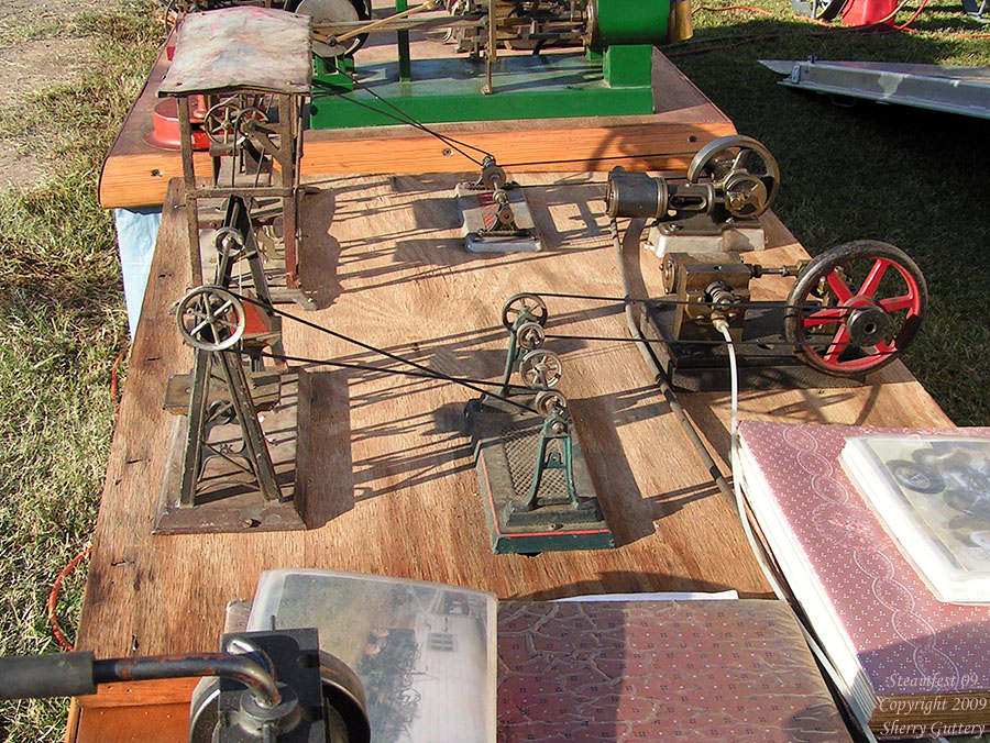 Engines in the outdoor area - several model engines powering model tools and equipment. Soule Live Steam Festival Meridian, MS 2009