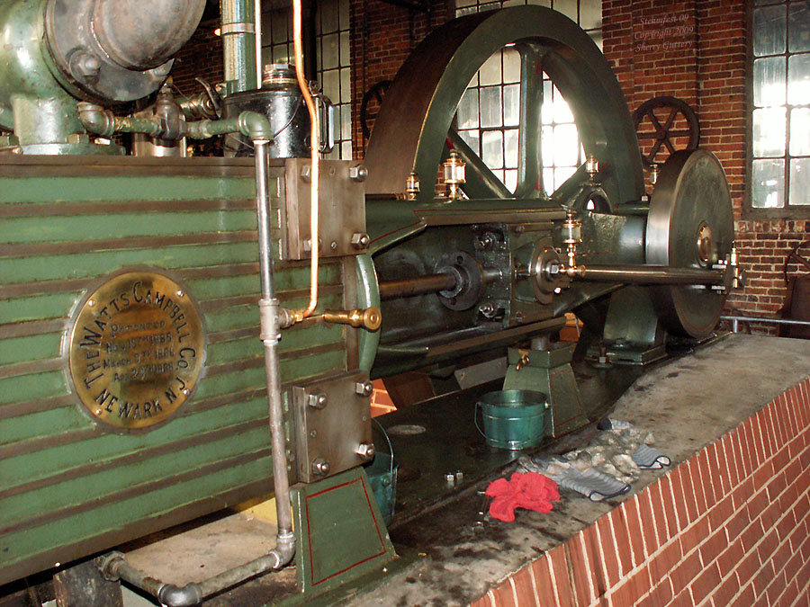 Watt Campbell "Corliss" engine - overvue of crank and flywheel Soule Live Steam Festival Meridian, MS 2009