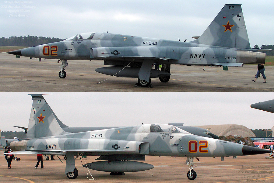 US Navy version of the F-5E. This plane is part of the TOPGUN "aggressor squadron". 